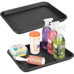 InterDesign Under the Sink Drip Protector Tray for Kitchen Cabinet, Bathroom, Entryways Pack of 2, Black InterDesign Under the Sink Drip Protector Tray for Kitchen Cabinet, Bathroom, Entryways Pack of 2, Black