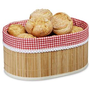 Relaxdays Bamboo Basket, HxWxD: 16.5 x 33.5 x 23.5 cm, Bread Bowl, Roll Bin, with Insert, Natural Brown, 23.5 x 33.5 x 16.5 cm Relaxdays Bamboo Basket, HxWxD: 16.5 x 33.5 x 23.5 cm, Bread Bowl, Roll Bin, with Insert, Natural Brown, 23.5 x 33.5 x 16.5 cm