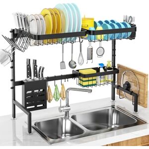MERRYBOX Over The Sink Dish Drying Rack, 2-Tier Adjustable Length (25.6-33.5in), Stainless Steel Dish Drainer with Cutting Board Holder, Large Dish Rack for Kitchen Counter Organizer Space Saver MERRYBOX Over The Sink Dish Drying Rack, 2-Tier Adjustable Length (25.6-33.5in), Stainless Steel Dish Drainer with Cutting Board Holder, Large Dish Rack for Kitchen Counter Organizer Space Saver