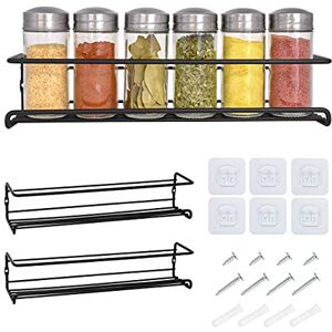 joeji's Kitchen Joejis 2 Tier Metal Spice Racks, Wall Mounted Spice Jar Storage Rack Organiser, Hanging Spice Rack for Inside Cupboard, Strong Adhesive No Drill for Spices Condiments Cooking Tools, Black joeji's Kitchen Joejis 2 Tier Metal Spice Racks, Wall Mounted Spice Jar Storage Rack Organiser, Hanging Spice Rack for Inside Cupboard, Strong Adhesive No Drill for Spices Condiments Cooking Tools, Black