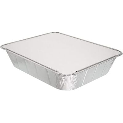 Euro Classic Essential Housewares 10 Aluminium Foil Trays with Lids Extra Deep 26 x 32cm (10 x 12 inch) Disposable Foil Baking Trays Takeaway Containers with Lids. Metal Food Trays for Catering & More. Euro Classic Essential Housewares 10 Aluminium Foil Trays with Lids Extra Deep 26 x 32cm (10 x 12 inch) Disposable Foil Baking Trays Takeaway Containers with Lids. Metal Food Trays for Catering & More.