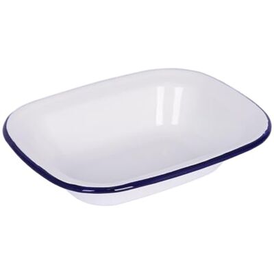Argon Tableware 22 x 16.5cm White Enamel Pie Dish with Blue Rim – Durable Oven & Camping Bakeware, Rustic British Kitchen Dish for Pies, Cobblers & Lasagnes Argon Tableware 22 x 16.5cm White Enamel Pie Dish with Blue Rim – Durable Oven & Camping Bakeware, Rustic British Kitchen Dish for Pies, Cobblers & Lasagnes
