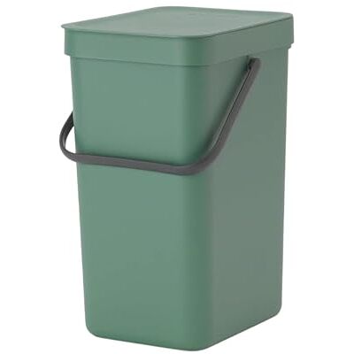 Brabantia Sort & Go Waste Bin 12L (Fir Green), Space-Efficient Plastic Recycle Container with Handle, Removable and Stay-Open Lid, Easy to Clean Kitchen Bin without Nooks and Rims Brabantia Sort & Go Waste Bin 12L (Fir Green), Space-Efficient Plastic Recycle Container with Handle, Removable and Stay-Open Lid, Easy to Clean Kitchen Bin without Nooks and Rims