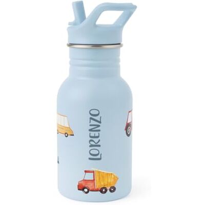 j. børn J.Børn Personalised Bottle With Straw For Kids 350ML Hand-Painted Designs Single-Skinned, Food-Grade Stainless Steel Water Bottle Children Flask For School (Road Trip) j. børn J.Børn Personalised Bottle With Straw For Kids 350ML Hand-Painted Designs Single-Skinned, Food-Grade Stainless Steel Water Bottle Children Flask For School (Road Trip)