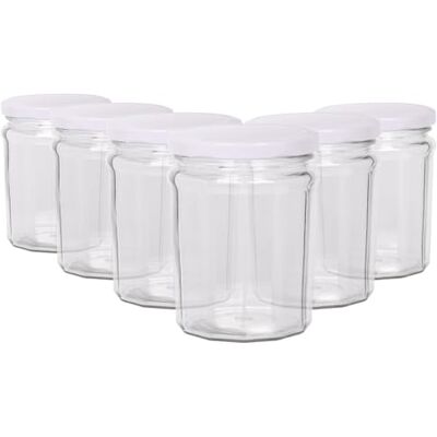 Argon Tableware - PotsDeConfiture380ml - 6x - White - Glass Jars Argon Tableware - PotsDeConfiture380ml - 6x - White - Glass Jars