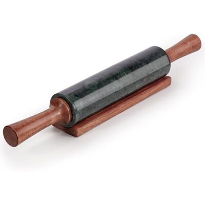EHC Marble Rolling Pin for Baking with Acacia Wood Stand, Non-Stick Surface for Pizza Dough, Naan Bread and Pastry, Durable Kitchen Accessory, Perfect for Bakers & Chefs Tool Green EHC Marble Rolling Pin for Baking with Acacia Wood Stand, Non-Stick Surface for Pizza Dough, Naan Bread and Pastry, Durable Kitchen Accessory, Perfect for Bakers & Chefs Tool Green