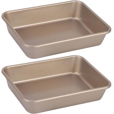 Uanqfegy Rectangle Cake Tins 2PCS Carbon Steel Baking Trays, Non-Stick Heat-Resistant for Pie Cookie Pizza/8.5x6.5 Inch Uanqfegy Rectangle Cake Tins 2PCS Carbon Steel Baking Trays, Non-Stick Heat-Resistant for Pie Cookie Pizza/8.5x6.5 Inch