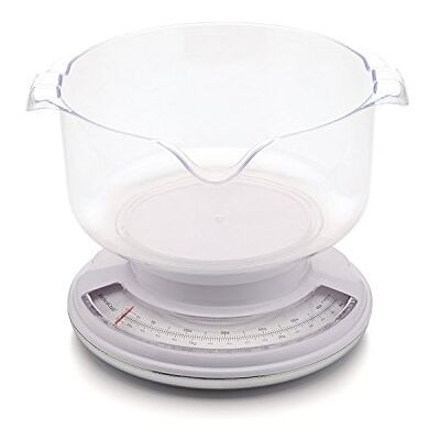 KitchenCraft Flat Mechanical Kitchen Scales with Large Bowl, 3 kg (6.5 lb) Capacity KitchenCraft Flat Mechanical Kitchen Scales with Large Bowl, 3 kg (6.5 lb) Capacity