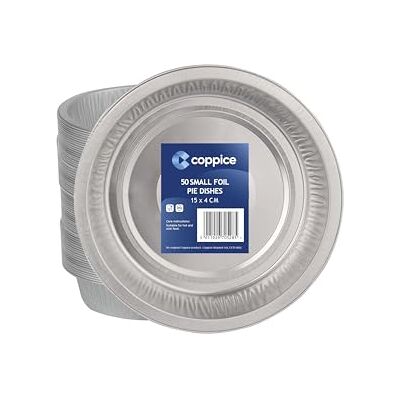 Coppice Strong Small Aluminium Foil Pie Dish for Baking, Serving & Food Storage 15cm x 4cm Freezer, Microwave, Air Fryer & Oven Safe (50) Coppice Strong Small Aluminium Foil Pie Dish for Baking, Serving & Food Storage 15cm x 4cm Freezer, Microwave, Air Fryer & Oven Safe (50)