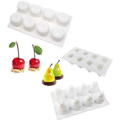 VALINK 2 Pcs 3D Fruit Pear Cherry Lemon Silicone Cake Molds, Baking Mousse Cake Decorative Mould, Dessert Muffin Chocolate Jelly Mould, DIY Silicone Bakeware Pan,Cake Pop Mold Baking Tray VALINK 2 Pcs 3D Fruit Pear Cherry Lemon Silicone Cake Molds, Baking Mousse Cake Decorative Mould, Dessert Muffin Chocolate Jelly Mould, DIY Silicone Bakeware Pan,Cake Pop Mold Baking Tray