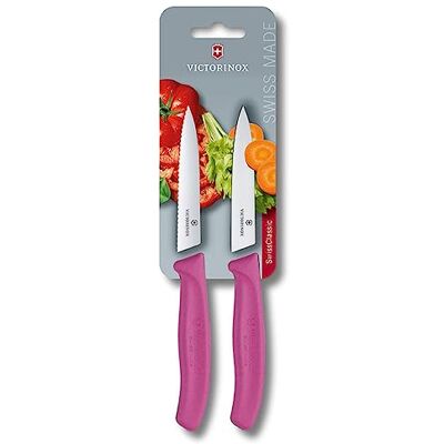 Victorinox Swiss Classic, Tomato and paring knife set, 2-piece, Extra sharp blade, Plastic handle, Stainless steel, Swiss Made, Pink Victorinox Swiss Classic, Tomato and paring knife set, 2-piece, Extra sharp blade, Plastic handle, Stainless steel, Swiss Made, Pink
