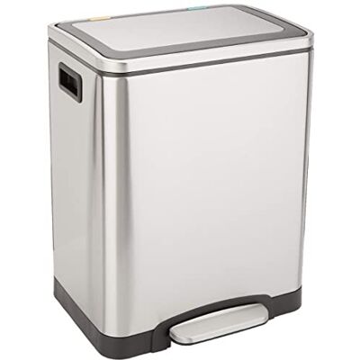 Amazon Basics 30l Rectangular Dual Bin Soft Close Trash Can - Trash can Amazon Basics 30l Rectangular Dual Bin Soft Close Trash Can - Trash can