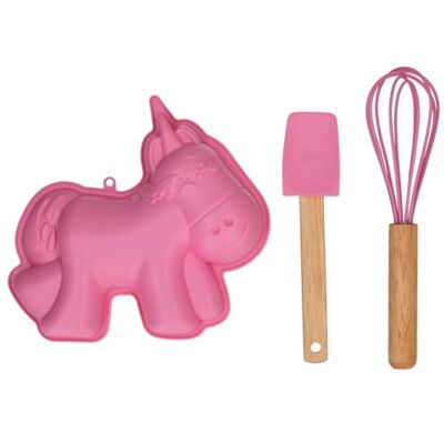 Wilton Kids Baking Kit Unicorn Set/3, 3D Silicone Unicorn Cake Mould with Whisk and Spatula, Child Friendly Baking Set for Cakes and Fun Baking Wilton Kids Baking Kit Unicorn Set/3, 3D Silicone Unicorn Cake Mould with Whisk and Spatula, Child Friendly Baking Set for Cakes and Fun Baking