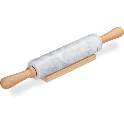 VIVAAS Marble Rolling Pin with Wooden Cradle Thick Handle Set for Baking Easy Clean Hard-Wearing Speckle Finish Non-Stick White Baking Pastry Pizza Dough Roller Fondant Cookie Pie Crust Pasta Bakery VIVAAS Marble Rolling Pin with Wooden Cradle Thick Handle Set for Baking Easy Clean Hard-Wearing Speckle Finish Non-Stick White Baking Pastry Pizza Dough Roller Fondant Cookie Pie Crust Pasta Bakery