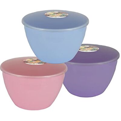 Just Pudding Basins Steam Moulds for Baking with Clear Clip Lids, Reusable Plastic Microwave Safe Kitchen Bowls, Pastel Summer Colours Collection, 3 Pint 1.71L, 3 Pack Just Pudding Basins Steam Moulds for Baking with Clear Clip Lids, Reusable Plastic Microwave Safe Kitchen Bowls, Pastel Summer Colours Collection, 3 Pint 1.71L, 3 Pack