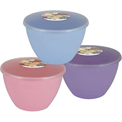 Just Pudding Basins 2 Pint Pastel Summer Colours Collection 1 Each of Lilac, Sky Blue and Rose Pink Steam Pudding Basin and Clear Lids 1.14 Litre Just Pudding Basins 2 Pint Pastel Summer Colours Collection 1 Each of Lilac, Sky Blue and Rose Pink Steam Pudding Basin and Clear Lids 1.14 Litre