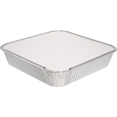 Euro Classic Essential Housewares 10 Aluminium Foil Trays with Lids 24 x 24cm (9 x 9 inch) Heavy Duty Disposable Foil Baking Trays Takeaway Containers with Lids. Metal Food Trays for Catering & More. Euro Classic Essential Housewares 10 Aluminium Foil Trays with Lids 24 x 24cm (9 x 9 inch) Heavy Duty Disposable Foil Baking Trays Takeaway Containers with Lids. Metal Food Trays for Catering & More.