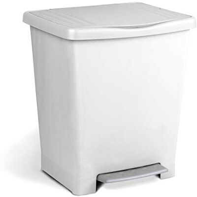TATAY 23L capacity pedal bin, colour white, and pedal and frame in grey, modern and functional design. It has a frame to hold bags. Made of quality PP and free of BpA. Measures 33.5 x 30x39 cm TATAY 23L capacity pedal bin, colour white, and pedal and frame in grey, modern and functional design. It has a frame to hold bags. Made of quality PP and free of BpA. Measures 33.5 x 30x39 cm