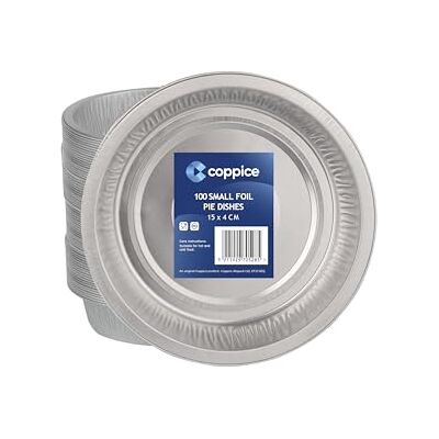 Coppice Strong Small Aluminium Foil Pie Dish for Baking, Serving & Food Storage 15cm x 4cm Freezer, Microwave, Air Fryer & Oven Safe (100) Coppice Strong Small Aluminium Foil Pie Dish for Baking, Serving & Food Storage 15cm x 4cm Freezer, Microwave, Air Fryer & Oven Safe (100)