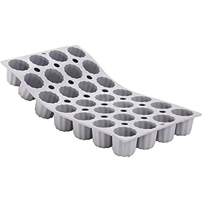DE BUYER Elastomoule 1.9 cl Mini-Bordelais Fluted Cake Moulds, Silicone, Grey, 35.41 x 17.4 x 3.99 cm DE BUYER Elastomoule 1.9 cl Mini-Bordelais Fluted Cake Moulds, Silicone, Grey, 35.41 x 17.4 x 3.99 cm