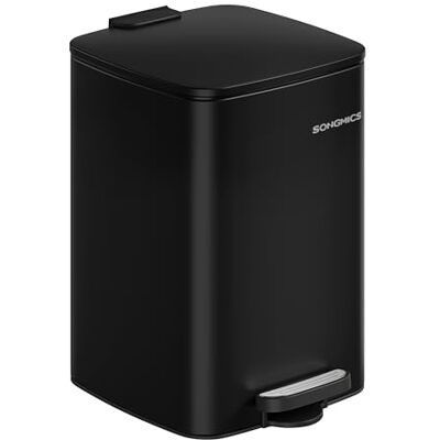 SONGMICS Steel Pedal Bin, 5.2-Gallon (20 L) Trash Bin with Inner Bucket, Soft Close and Stays Open, Ink Black LTB592B02 SONGMICS Steel Pedal Bin, 5.2-Gallon (20 L) Trash Bin with Inner Bucket, Soft Close and Stays Open, Ink Black LTB592B02