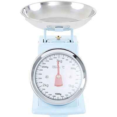 Premier Housewares Pastel Blue Kitchen Scale/Analogue Kitchen Scale for Baking And Weighing Food/Kitchen Scale With Bowl For Cooking Dimensions W16 x D18 x H20cm Premier Housewares Pastel Blue Kitchen Scale/Analogue Kitchen Scale for Baking And Weighing Food/Kitchen Scale With Bowl For Cooking Dimensions W16 x D18 x H20cm