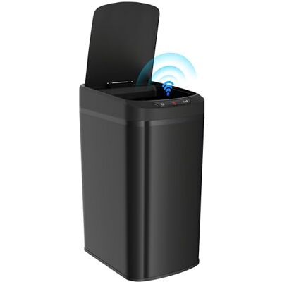 HOMCOM 12L Sensor Bin Compact Automatic Touchless Kitchen Bin Black HOMCOM 12L Sensor Bin Compact Automatic Touchless Kitchen Bin Black