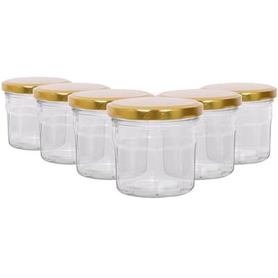 Argon - 6x130ml Jam Pots - Gold Lids - Glass Jam Jars Argon - 6x130ml Jam Pots - Gold Lids - Glass Jam Jars