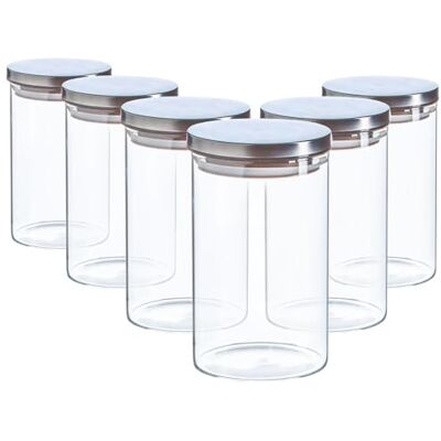 Argon Tableware - Glass Jar Set 1L - Silver Lids Argon Tableware - Glass Jar Set 1L - Silver Lids