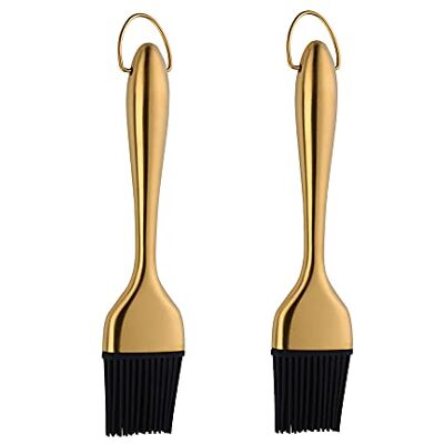 BISDARUN Pastry Brushes Silicone Barbecue Basting Brushes for Cooking Baking 2 Pieces Oil Brushes Stainless Steel Detachable Gold Handle Length 20 CM/ 7.87 Inches BISDARUN Pastry Brushes Silicone Barbecue Basting Brushes for Cooking Baking 2 Pieces Oil Brushes Stainless Steel Detachable Gold Handle Length 20 CM/ 7.87 Inches