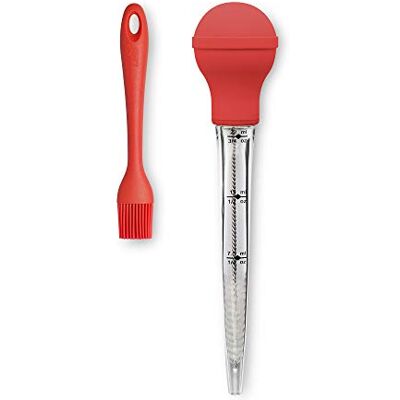 Zeal JSET7R Non-Stick Silicone Pastry Brush & Baster 2-Piece Set-Red Zeal JSET7R Non-Stick Silicone Pastry Brush & Baster 2-Piece Set-Red
