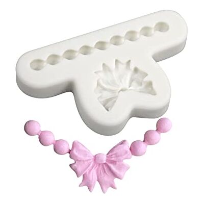Fieuaah Bowknot Pearl Necklace Shape Fondant Mold, Silicone Non-stick Silicone for Household Baking, Fondant, Cake Molds, Kitchen, Baking Tool Fieuaah Bowknot Pearl Necklace Shape Fondant Mold, Silicone Non-stick Silicone for Household Baking, Fondant, Cake Molds, Kitchen, Baking Tool