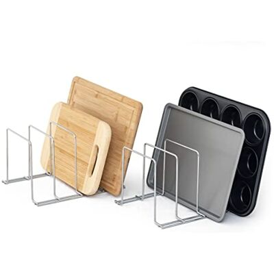 simplywire Baking Tray and Chopping Board Racks Pack of 2 Chrome Pan Storage Kitchen Cupboard Organiser simplywire Baking Tray and Chopping Board Racks Pack of 2 Chrome Pan Storage Kitchen Cupboard Organiser