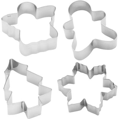 GRUSS & CO Vanilla Cookie Cutter Set, Gift Set with 4 Cookie Cutters, Christmas Tree, Angel, Gingerbread Man, Snowflake, Baking Moulds, Cookies, 51133 GRUSS & CO Vanilla Cookie Cutter Set, Gift Set with 4 Cookie Cutters, Christmas Tree, Angel, Gingerbread Man, Snowflake, Baking Moulds, Cookies, 51133