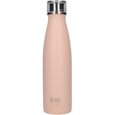 Built Perfect Seal Double-Walled Insulated Stainless Steel Water Bottle, 480 ml, Pale Pink Built Perfect Seal Double-Walled Insulated Stainless Steel Water Bottle, 480 ml, Pale Pink