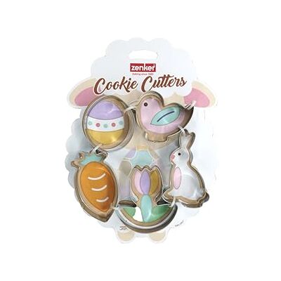 Zenker 44875 Set of 5 Easter Cookie Cutters, Multi-Shape, Sandblast, Biscuit, Stainless Steel, 8 x 2.5 cm Zenker 44875 Set of 5 Easter Cookie Cutters, Multi-Shape, Sandblast, Biscuit, Stainless Steel, 8 x 2.5 cm