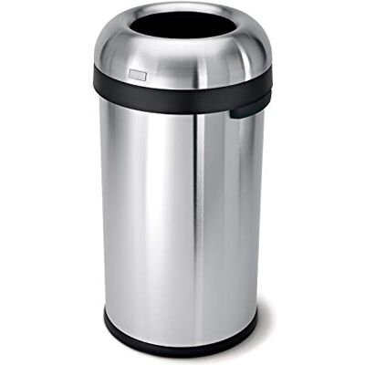 simplehuman CW1407 60L Bullet Open Office Business Commercial Bin, Large Capacity, Dent-Resistant, Lift-Off Lid, Side Handles, Non-Skid Base, Brushed Heavy-Gauge Stainless Steel simplehuman CW1407 60L Bullet Open Office Business Commercial Bin, Large Capacity, Dent-Resistant, Lift-Off Lid, Side Handles, Non-Skid Base, Brushed Heavy-Gauge Stainless Steel