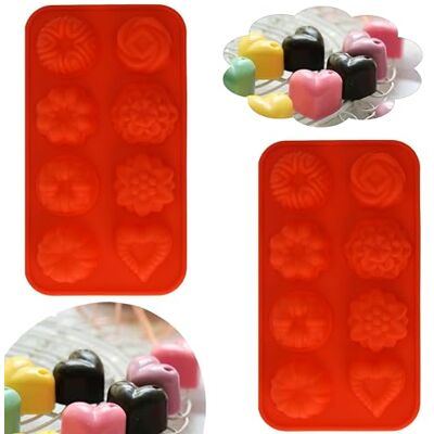 HOVUK 2Pk Red Silicone Candy Molds, 8 Cavity Non-Stick Chocolate and Jelly Moulds 20cm, BPA-Free, Reusable, Dishwasher Safe Baking Tray for DIY Sweets and Crafts HOVUK 2Pk Red Silicone Candy Molds, 8 Cavity Non-Stick Chocolate and Jelly Moulds 20cm, BPA-Free, Reusable, Dishwasher Safe Baking Tray for DIY Sweets and Crafts