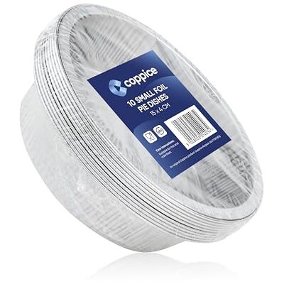 Coppice Strong Small Aluminium Foil Pie Dish for Baking, Serving & Food Storage 15cm x 4cm Freezer, Microwave, Air Fryer & Oven Safe (10) Coppice Strong Small Aluminium Foil Pie Dish for Baking, Serving & Food Storage 15cm x 4cm Freezer, Microwave, Air Fryer & Oven Safe (10)