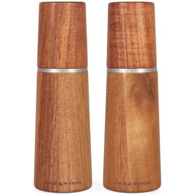 Cole & Mason Marlow Acacia Salt and Pepper Grinder Set with Precision+ Adjustable Grind, Acacia Wood, 185mm, Gift Set, Includes 1x Salt Mill and 1x Pepper Mill Cole & Mason Marlow Acacia Salt and Pepper Grinder Set with Precision+ Adjustable Grind, Acacia Wood, 185mm, Gift Set, Includes 1x Salt Mill and 1x Pepper Mill