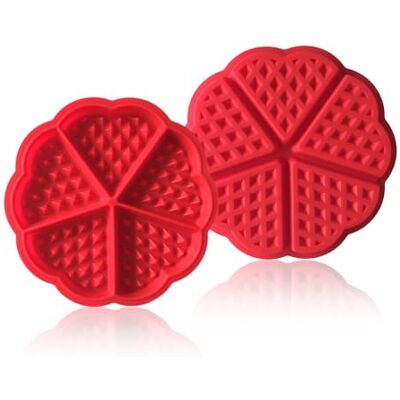 EUPSIIU 2 Pcs Silicon Waffle Moulds, Waffle Maker, Non-Stick Mini Heart Muffin Mould, Baking Tools, Waffle Muffin Cake Moulds, 5 Cavity Pancake Muffin Mold, Waffle Mold Bakeware (Red) EUPSIIU 2 Pcs Silicon Waffle Moulds, Waffle Maker, Non-Stick Mini Heart Muffin Mould, Baking Tools, Waffle Muffin Cake Moulds, 5 Cavity Pancake Muffin Mold, Waffle Mold Bakeware (Red)