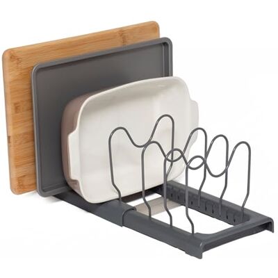simplywire Expandable Baking Tray & Pan Lid Rack Grey Chopping Board Storage Kitchen Cupboard Organiser simplywire Expandable Baking Tray & Pan Lid Rack Grey Chopping Board Storage Kitchen Cupboard Organiser