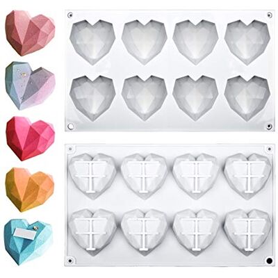 LFBEST Love Heart Silicone Mold, 8 Cavity 3D Diamond Heart Chocolate Mould Reusable Chocolate Silicone Dessert Moulds for Ice Cube Soap Cake Dessert DIY Tools LFBEST Love Heart Silicone Mold, 8 Cavity 3D Diamond Heart Chocolate Mould Reusable Chocolate Silicone Dessert Moulds for Ice Cube Soap Cake Dessert DIY Tools