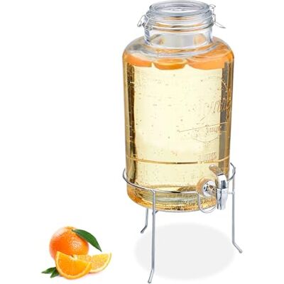 Relaxdays Glass Drink Dispenser with Stand - 8L - Transparent Relaxdays Glass Drink Dispenser with Stand - 8L - Transparent