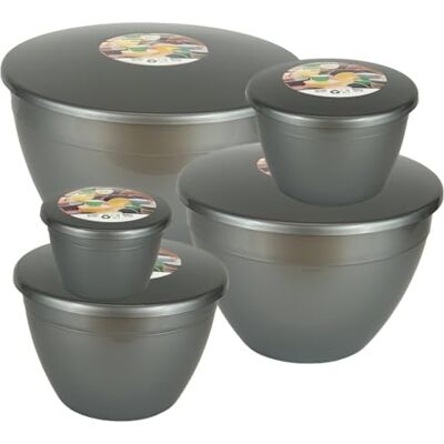 Just Pudding Basins Steaming Set of 5 Plastic Lidded Bowls for Puddings, Microwaveable Nesting Kitchen Containers for Baking and Food Storage, Assorted Sizes Up to 3 Pints Just Pudding Basins Steaming Set of 5 Plastic Lidded Bowls for Puddings, Microwaveable Nesting Kitchen Containers for Baking and Food Storage, Assorted Sizes Up to 3 Pints