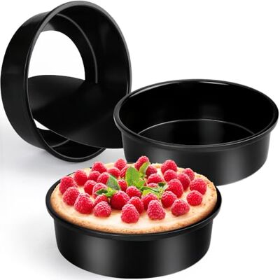 Cyimi 8 Inch Cake Tin Round Baking Tin Set of 3, Carbon Steel Cake Mold Layer Tins Pan with Removable Base, Baking Tins Bakeware Set for Birthday Christmas Wedding Layer Cakes (20cm, Black) Cyimi 8 Inch Cake Tin Round Baking Tin Set of 3, Carbon Steel Cake Mold Layer Tins Pan with Removable Base, Baking Tins Bakeware Set for Birthday Christmas Wedding Layer Cakes (20cm, Black)