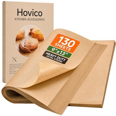 Hovico 130PCS Parchment Paper Baking Sheets, 9x13 Inch, Precut Non-Stick Parchment Sheets for Baking, Grilling, Air Fryer, Steaming, and More (Unbleached) Perfect for BBQ, Picnic, Festival, Bread Hovico 130PCS Parchment Paper Baking Sheets, 9x13 Inch, Precut Non-Stick Parchment Sheets for Baking, Grilling, Air Fryer, Steaming, and More (Unbleached) Perfect for BBQ, Picnic, Festival, Bread