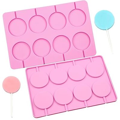 HayLniXy 8-Capacity Silicone Lollipop Molds, Hard Candy Molds, 2 PCS, Pink Round, Chocolate Moulds, for Lollipop, Hard Candy, Cake Pop, Ice Cube HayLniXy 8-Capacity Silicone Lollipop Molds, Hard Candy Molds, 2 PCS, Pink Round, Chocolate Moulds, for Lollipop, Hard Candy, Cake Pop, Ice Cube