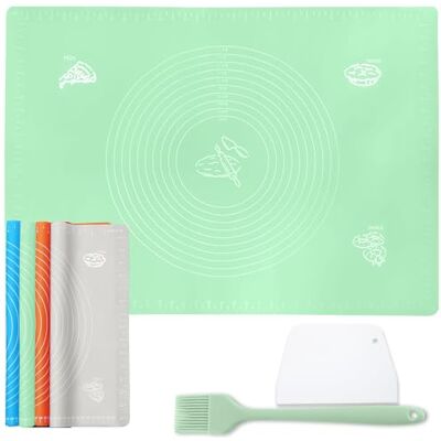 QLM 27.5inx19.7in Non-Stick Silicone Baking Mat,Large Baking Pastry Mat,with Dough Scraper and Pastry Brushes, Non-Slip Fondant Rolling Mat Kneading Board Mat(Green) QLM 27.5inx19.7in Non-Stick Silicone Baking Mat,Large Baking Pastry Mat,with Dough Scraper and Pastry Brushes, Non-Slip Fondant Rolling Mat Kneading Board Mat(Green)