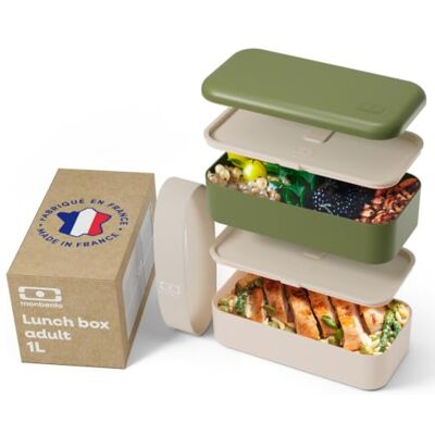 monbento Bento Lunch Box MB Original Olive Recycled Made in France 2 Leakproof Compartments Lunch Box Perfect for Work/Picnic/Lunch Packing BPA Free Food Grade Safe Food Containers Khaki monbento Bento Lunch Box MB Original Olive Recycled Made in France 2 Leakproof Compartments Lunch Box Perfect for Work/Picnic/Lunch Packing BPA Free Food Grade Safe Food Containers Khaki